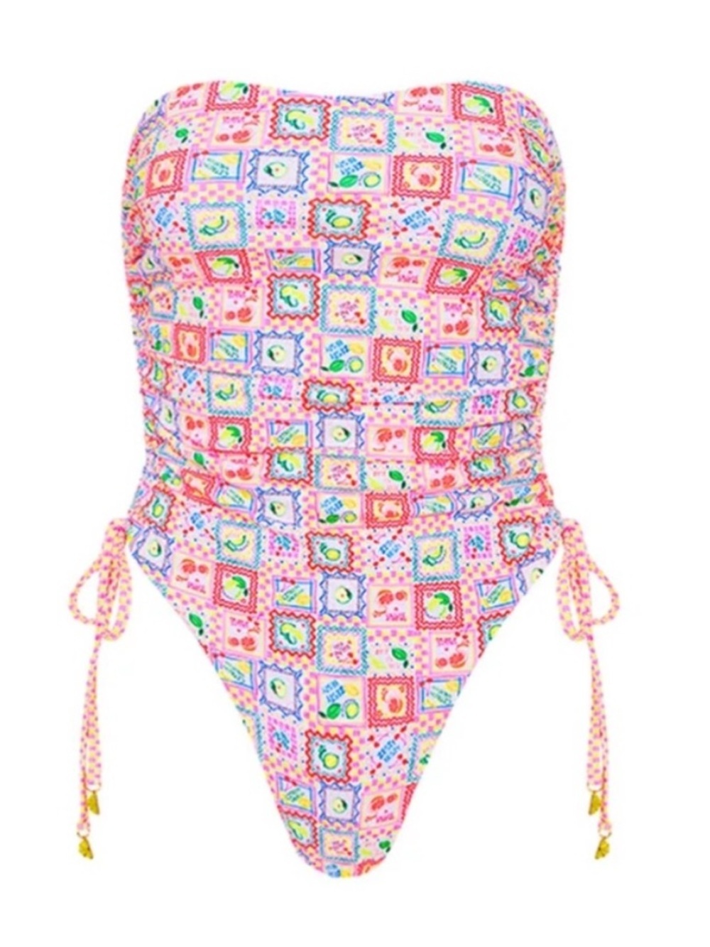Kulani Kinis Citron Coast Ruched One Piece pink patterned ruched cheeky medium - Picture 2 of 13